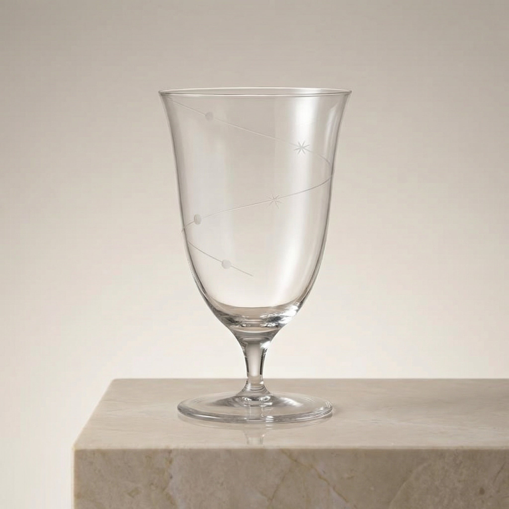 Etched Clear Stemmed Glass