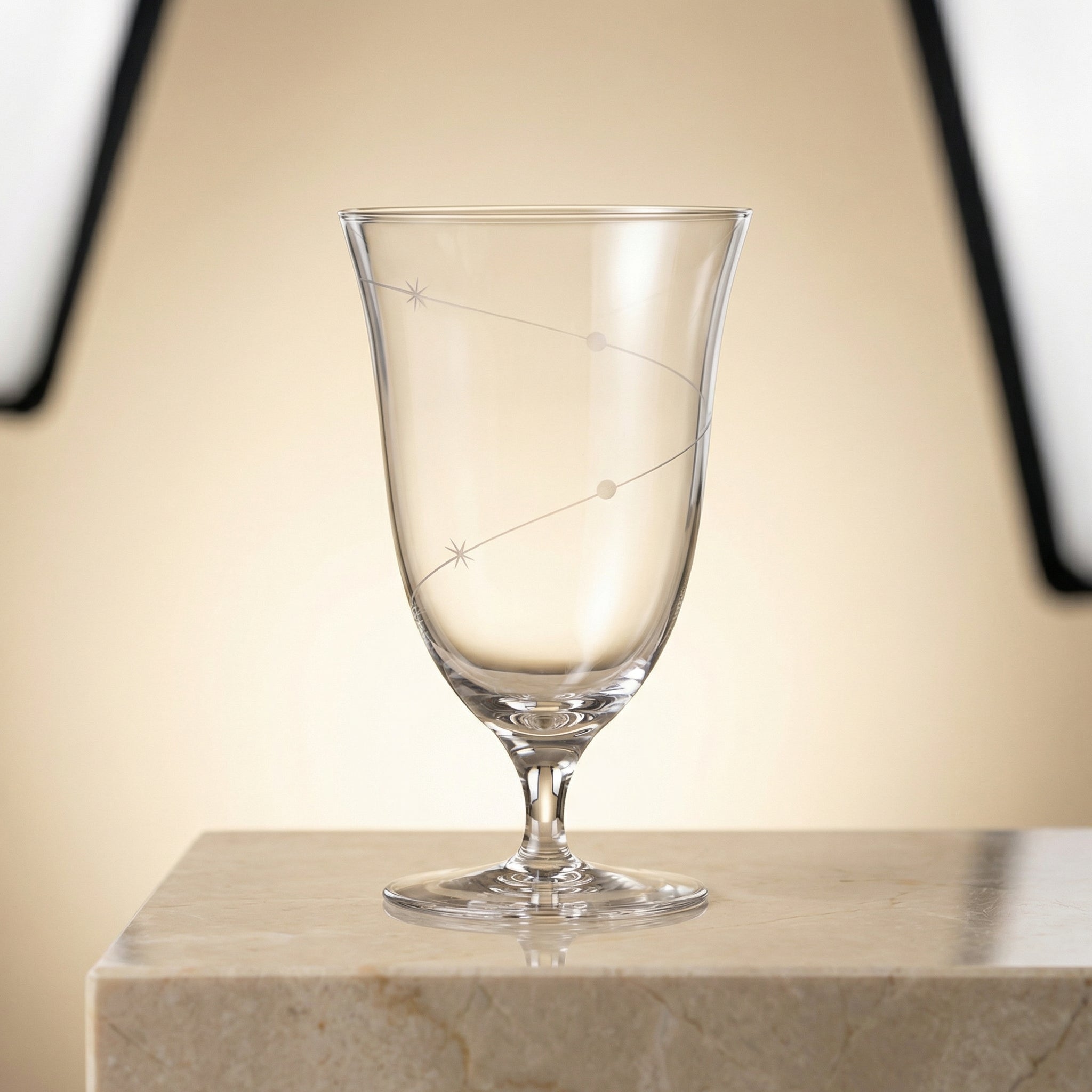 Etched Clear Stemmed Glass