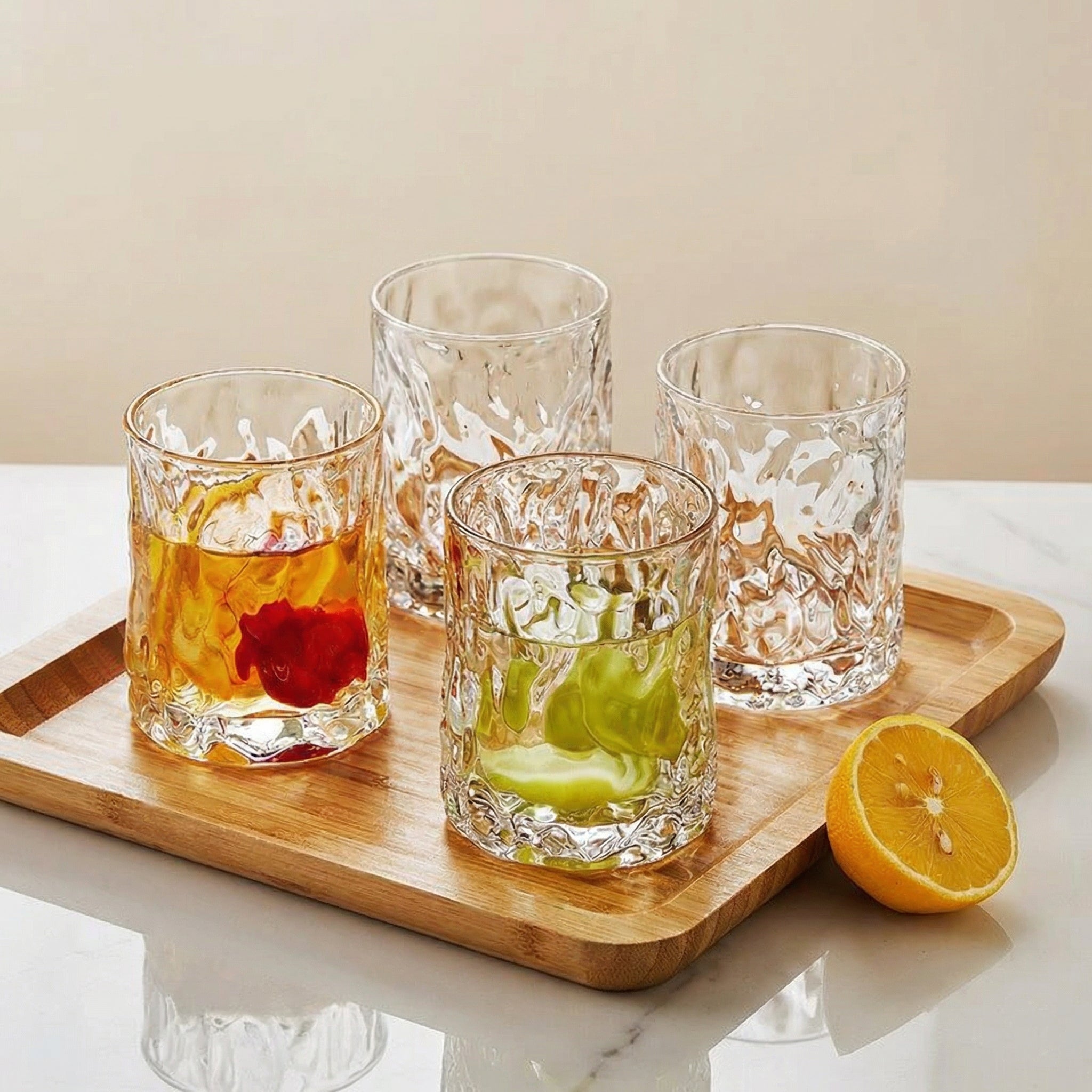Ripple Texture Clear Glass Tumbler
