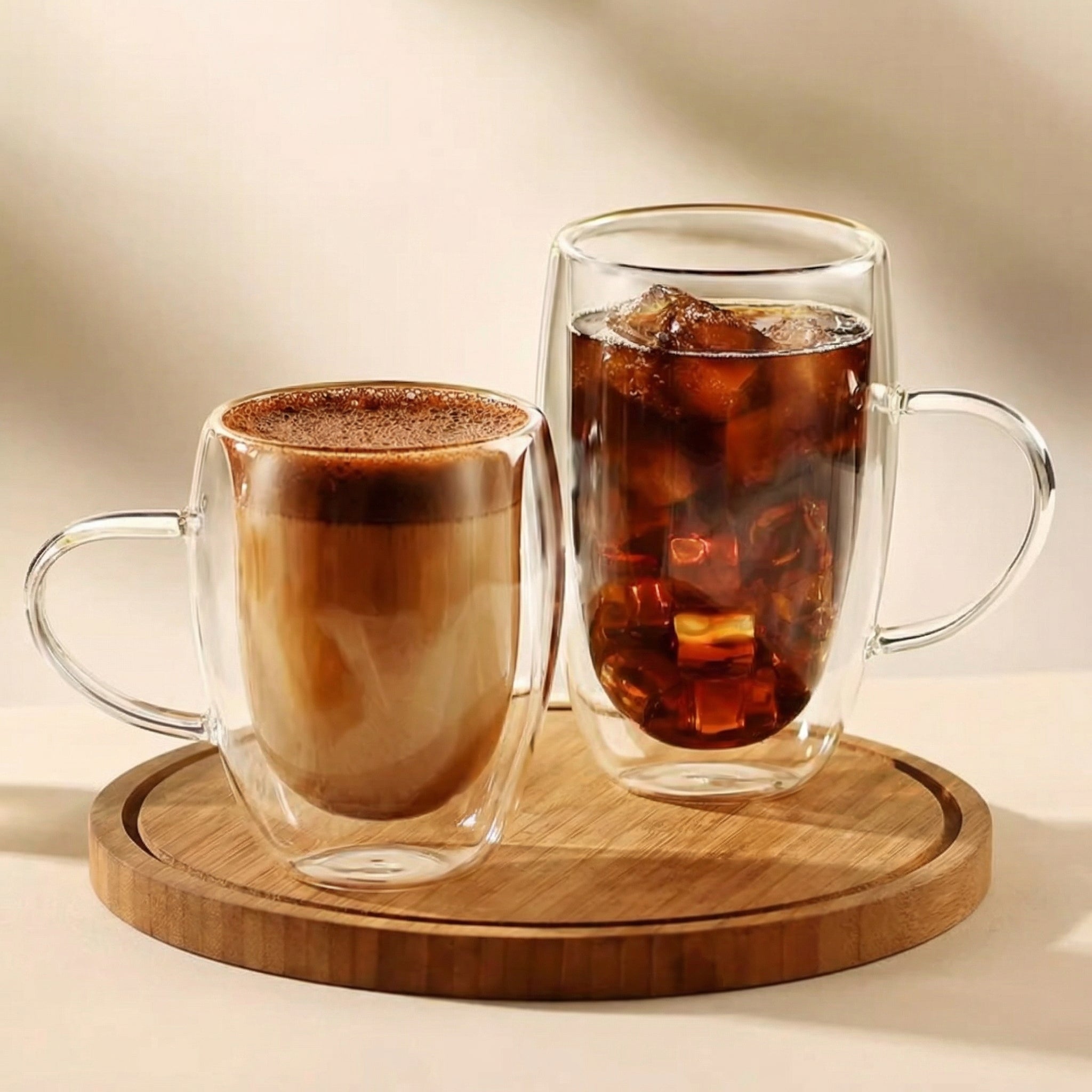 Double Wall Insulated Glass Coffee Mug with Handle