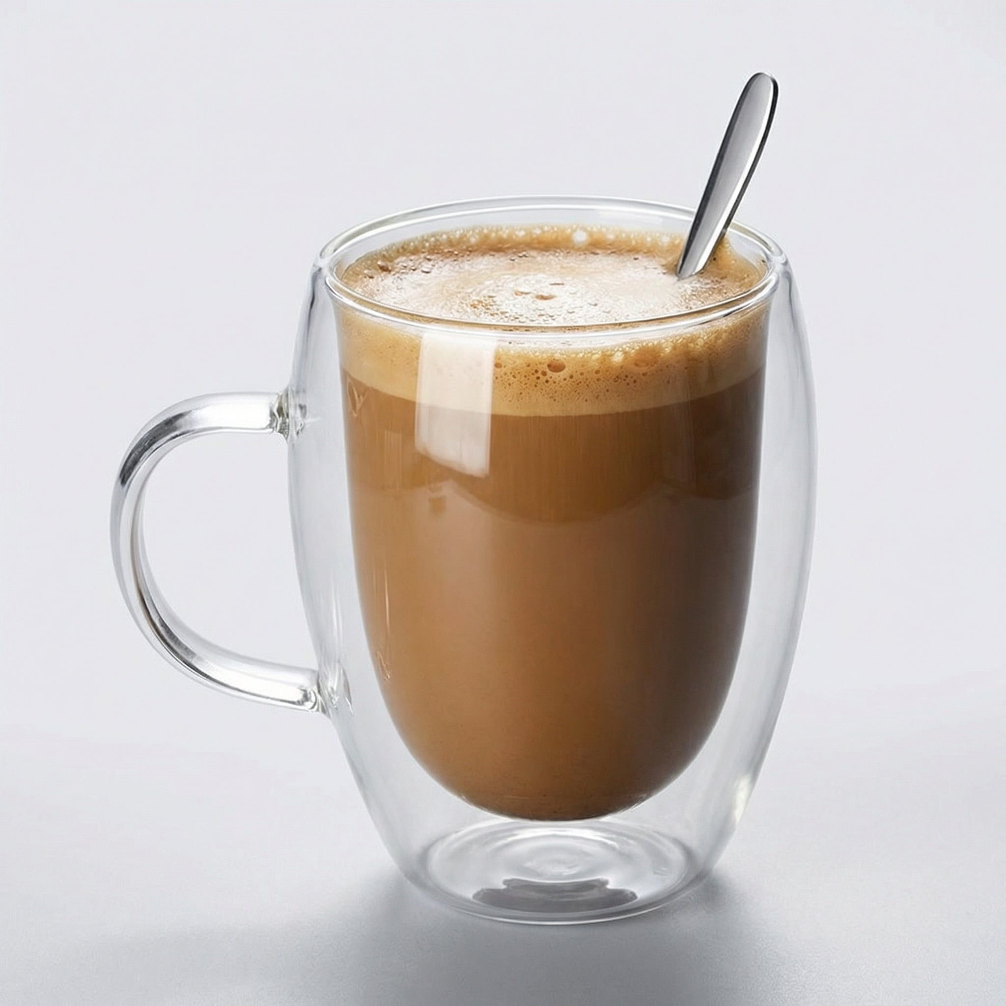 Double Wall Insulated Glass Coffee Mug with Handle